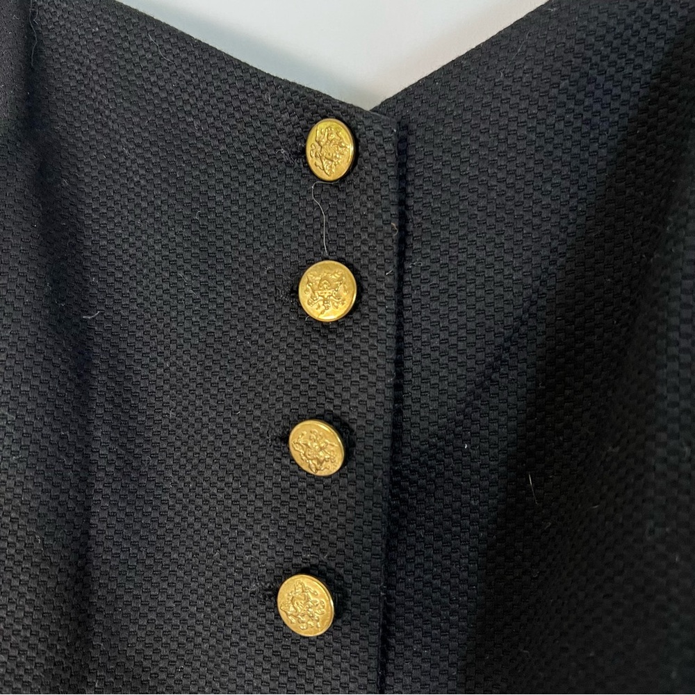 Limited Y2K Black Tank Shirt Vest Gold Button Front - Picture 6 of 7